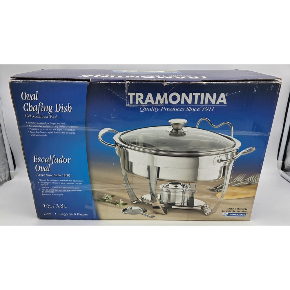 Tramontina Oval Chafing Dish Premium 18/10 Stainless Steel 4 Qt Warmer